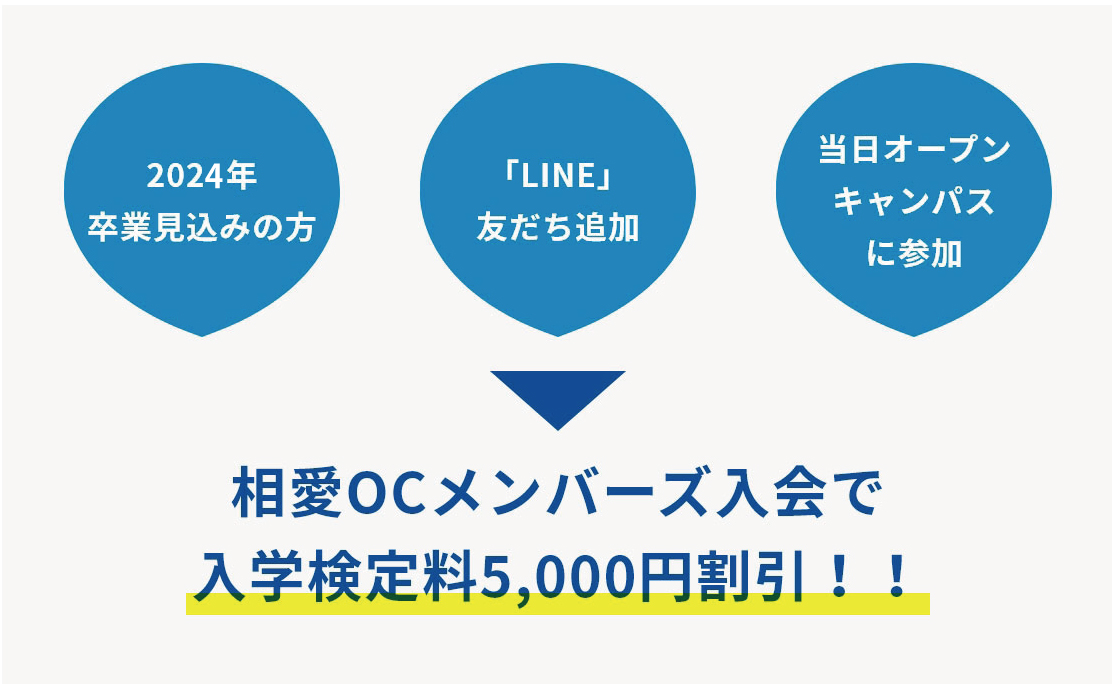 相愛OCメンバーズ入会で入学検定料5,000円割引！！